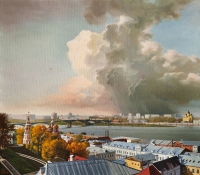 Нижегородский пейзаж со Строгоновской церковью